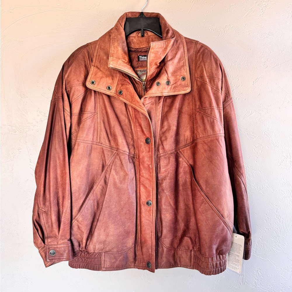 Leather Bomber Jacket - Brown